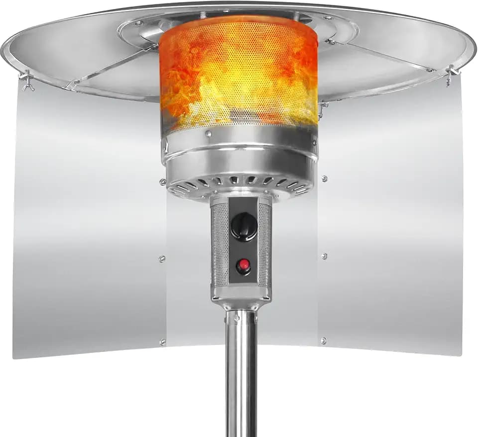 Upgraded Patio Heater Reflector Shield,(Large,3Panels) Propane Heaters Heating Deflector,Effective Heat Focusing for Outdoor Lamp Heater,Gas Energy Saving,Windshield