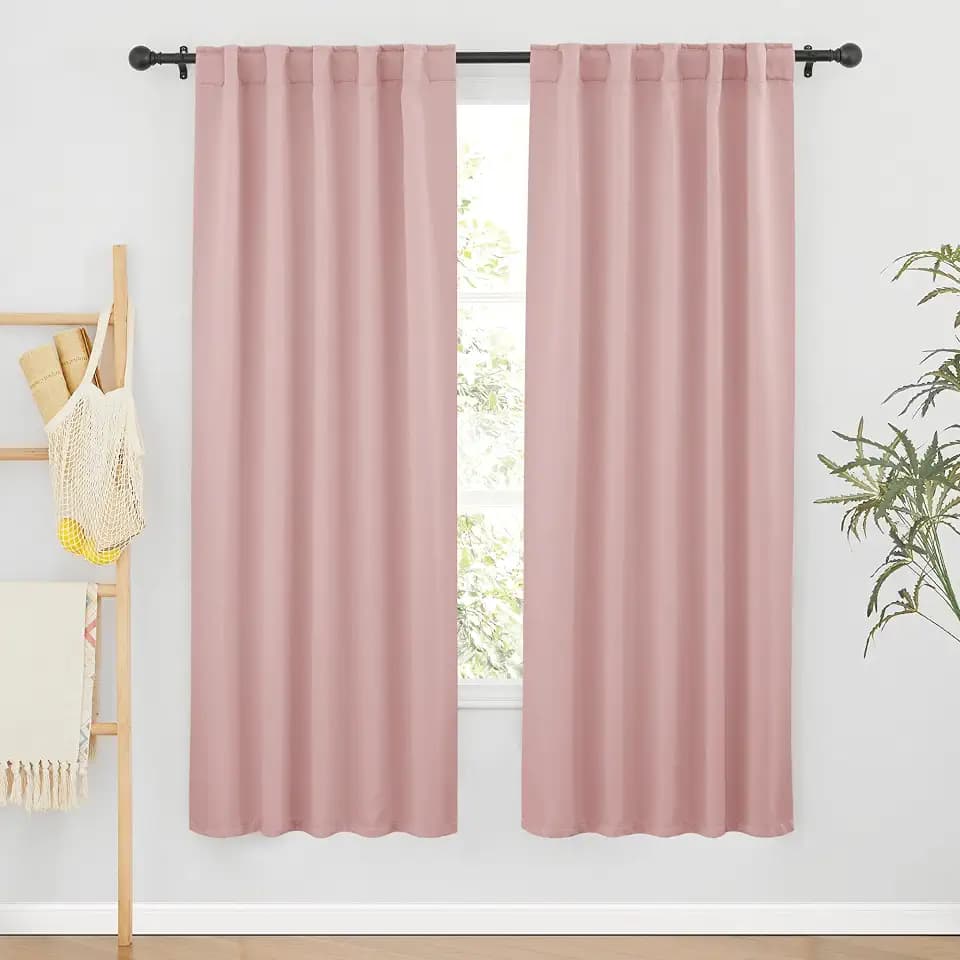 RYB HOME Pink Blackout Curtains for Girls Bedroom 72 inches Long