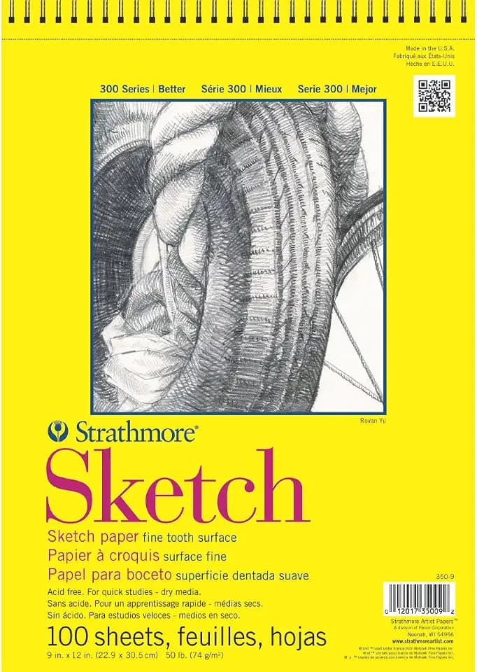 Strathmore 300 Series Sketch Pad, 14x17 inch, 100 Sheets, Glue Bound - Artist Sketchbook for Drawing, Illustration, Art Class Students
