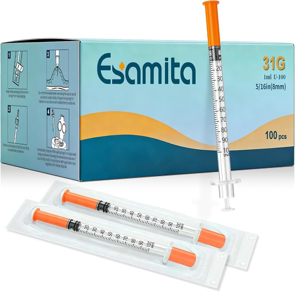 1ml 31G 5/16" (8mm) 100 Pack, Liquid Measuring for Lab &Plant, Disposable Individually Package