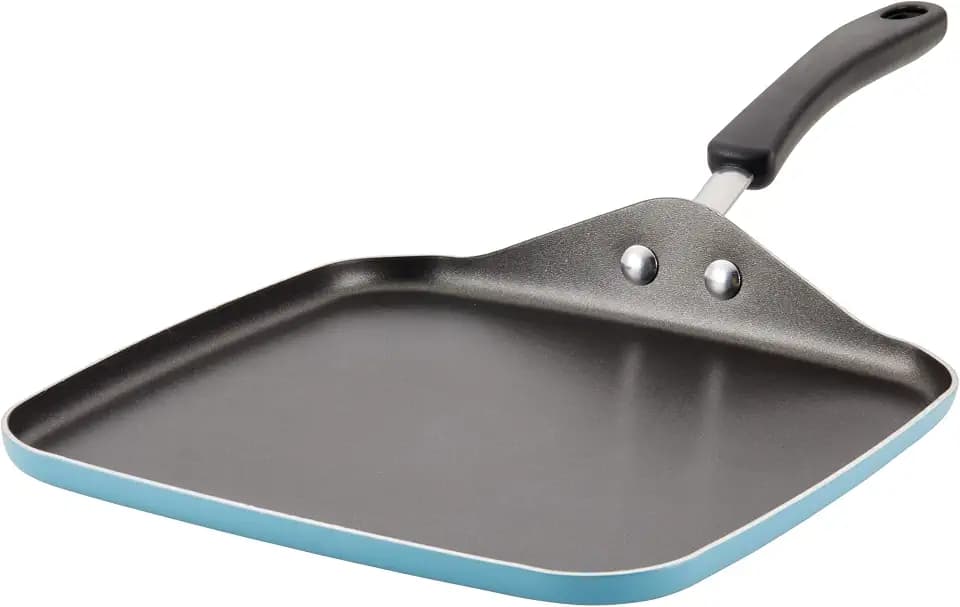 Farberware Cookstart DiamondMax Nonstick Square Grill Pan/Griddle, Dishwasher Safe, 11 Inch - Aqua