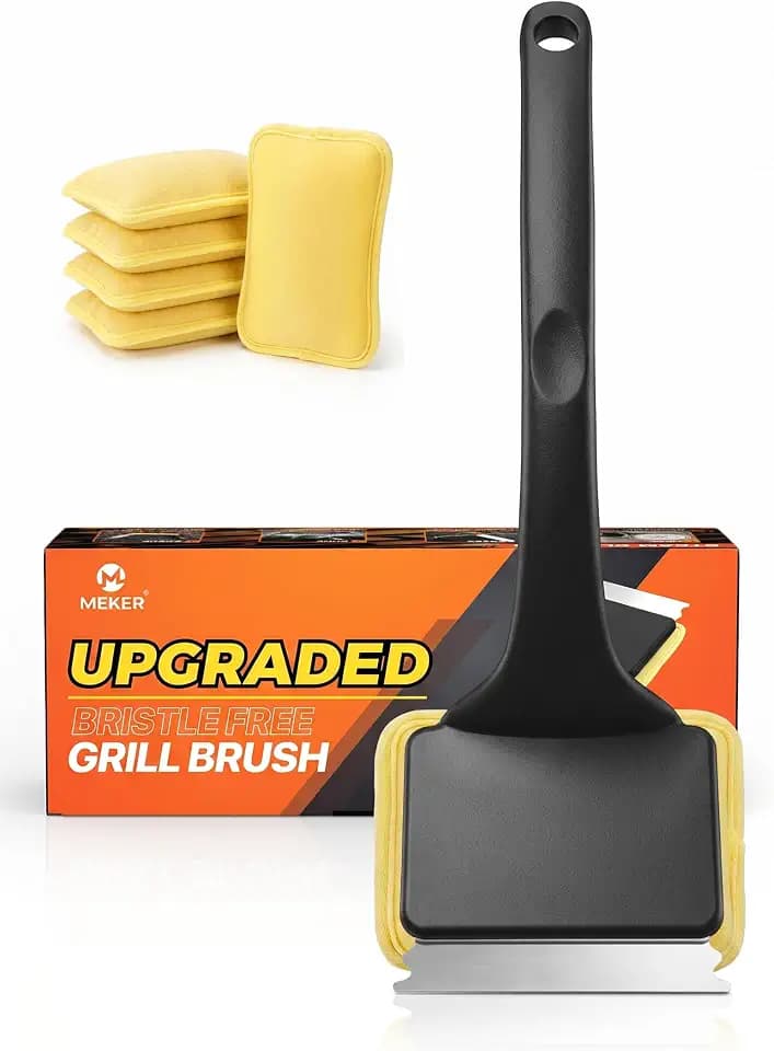 MEKER Grill Brush Bristle Free, Safe Grill Brush and Scraper with 5 Heads