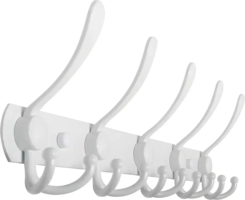 WEBI Coat Rack Wall Mount,Coat Hooks Wall Mounted,Coat Hanger Wall,Hook Rack Rail,Wall Coat Rack with Hooks for Hanging Jacket,Clothes,White