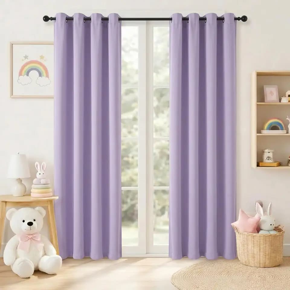 Simplebrand Lilac Blackout Curtains 84 Inch Length 2 Panels Set for Bedroom/Living Room, Solid Room Darkening Thermal Insulated Grommet Energy Saving Window Treatment Drapes, Each 52" Wide