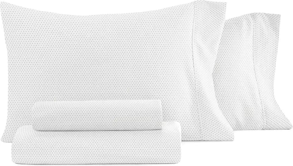 Linen Market 4 Piece King Sheet Set - Breathable, Double-Brushed Patterned Cooling Sheets – Oeko-TEX Certified Ultra Soft & Wrinkle-Free 16" Deep-Pocket King Sheets - Easy Care Stippled Light Gray