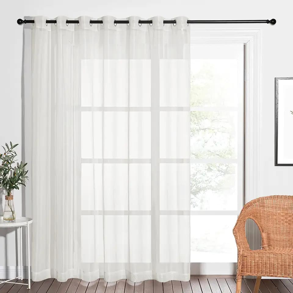 NICETOWN Patio Door Sheer Curtain - Vertical Voile Drape, Extra Wide Curtain Panel Window Treatment for Sliding Glass Door (Beige, 1 Piece, W100 x L84 inches)