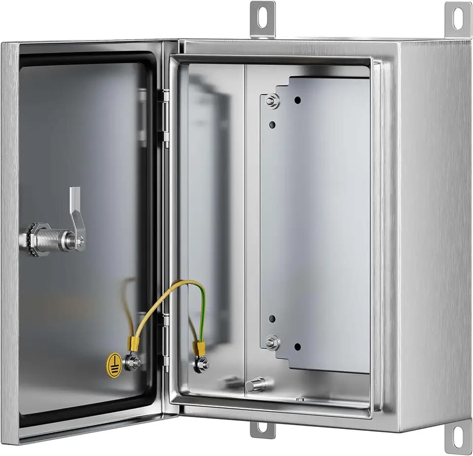 Stainless Steel Enclosure, IP65 Waterproof Electrical Box for Indoor and Outdoor Projects, Includes Mounting Plate and Wall Bracket 350×250×150mm (14"×10"×6")