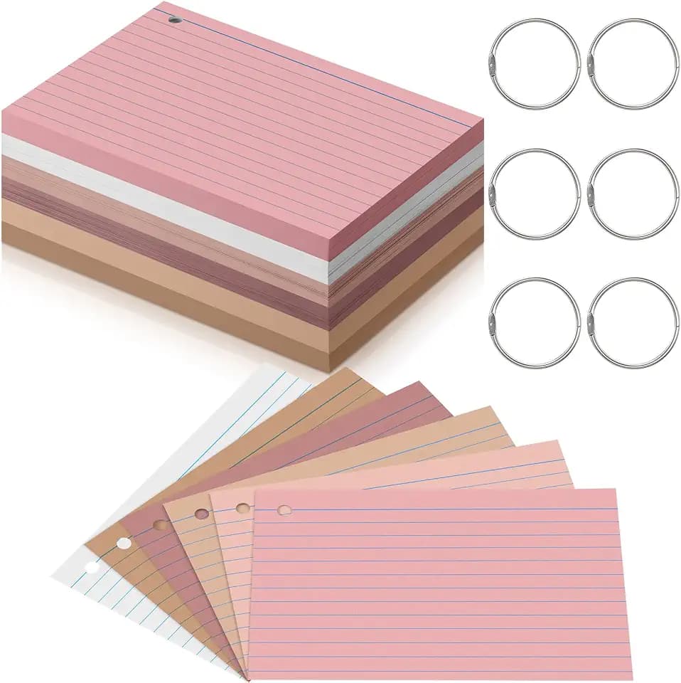 Epakh 300 Pcs Index Cards with Rings, 4 x 6 Inch, Yellow Series