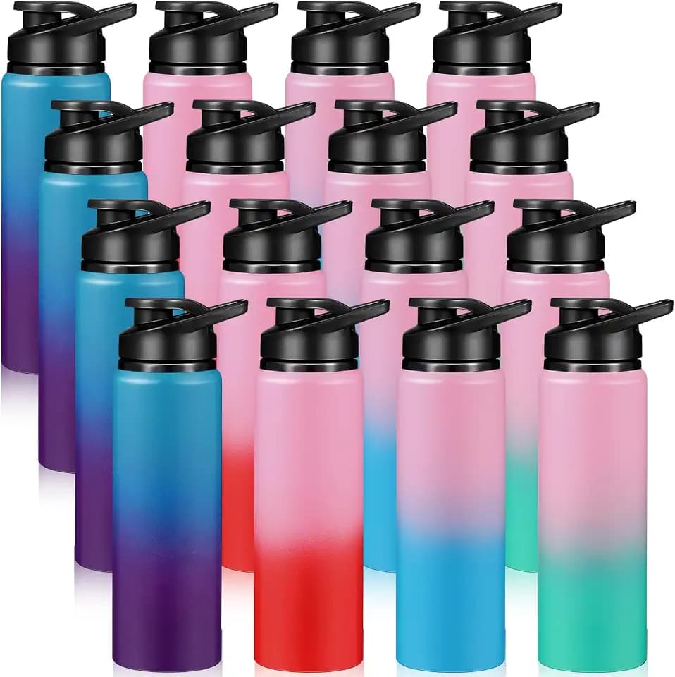 Mimorou 16 Pack Aluminum Portable Water Bottles Bulk, Gradient, 25 oz