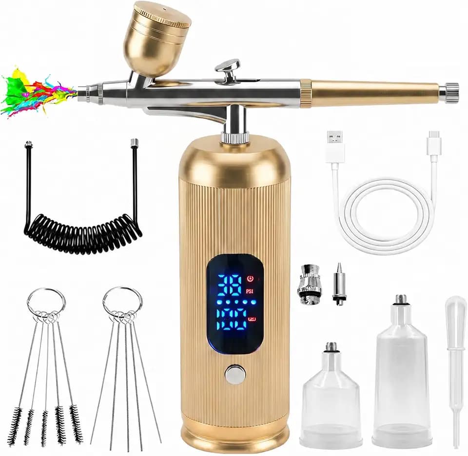 Cordless Airbrush Kit with Compressor, 38PSI 3-Speed