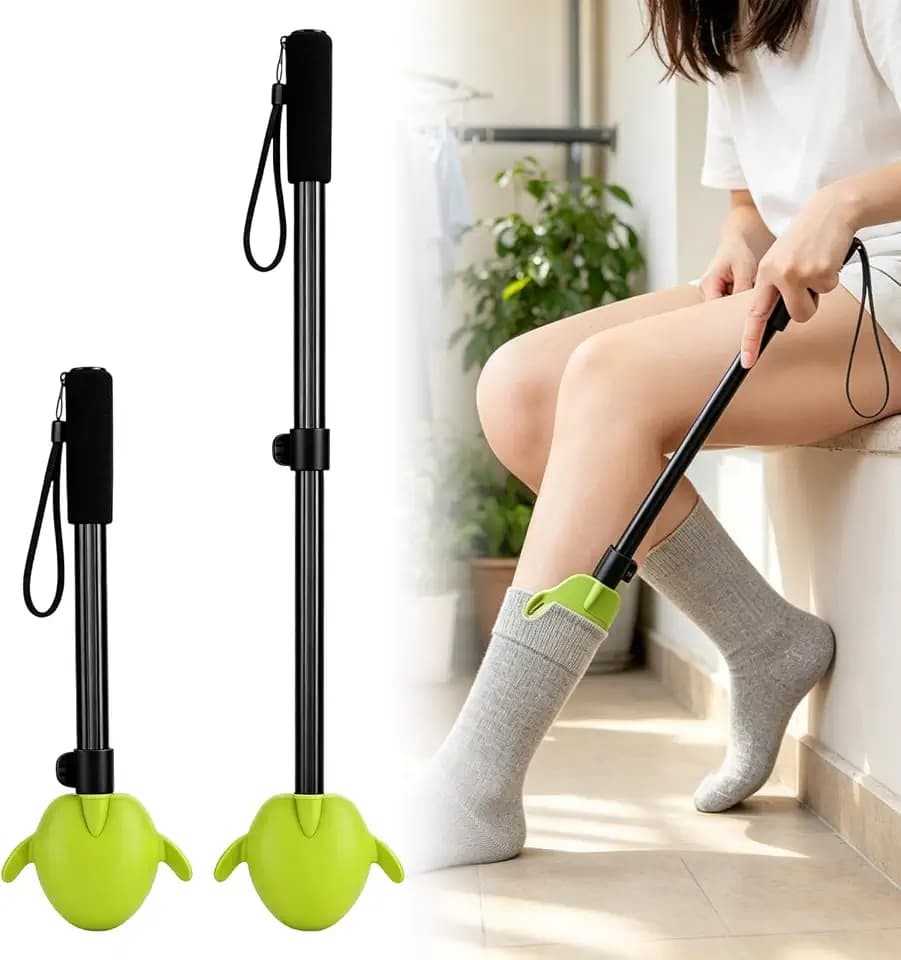 Ausziehhilfe für Kompressionsstrümpfe und Socken, Teleskopstange 43-70cm