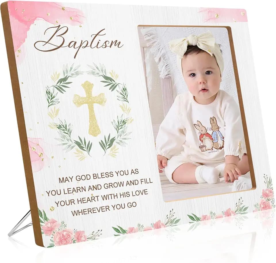 Baptism Picture Frame, Baptism Gifts for Baby Girls with Keepsake Gift Box
