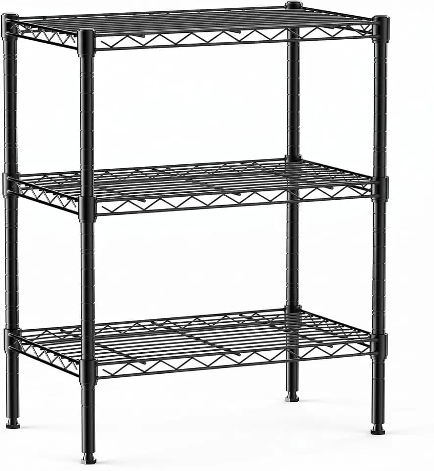 DUMOS 3-Tier Metal Storage Shelves, Wire Shelving, Storage Rack, 23.3" W