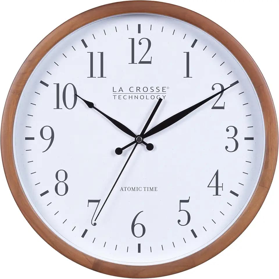 La Crosse Technology Atomic Analog Wall Clock, Wood, 12.80" (404-50447)