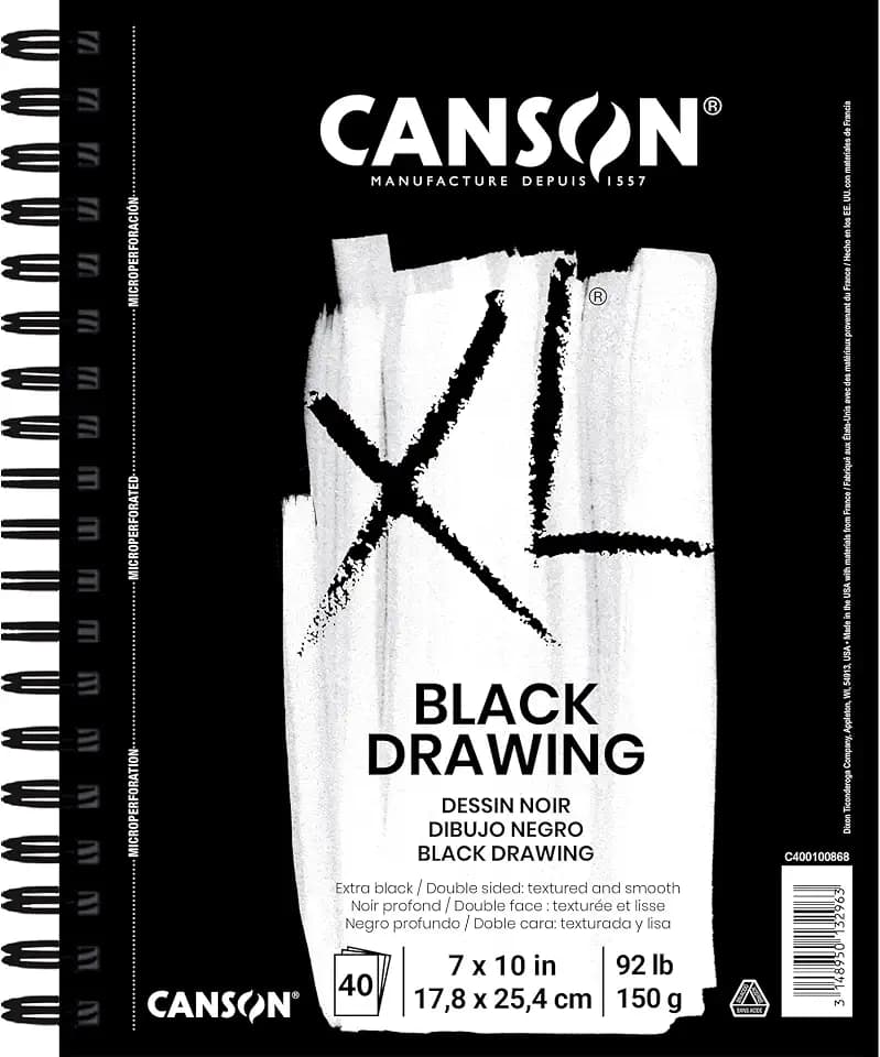 Canson XL Series Drawing Paper Pad, Black, 7x10 in