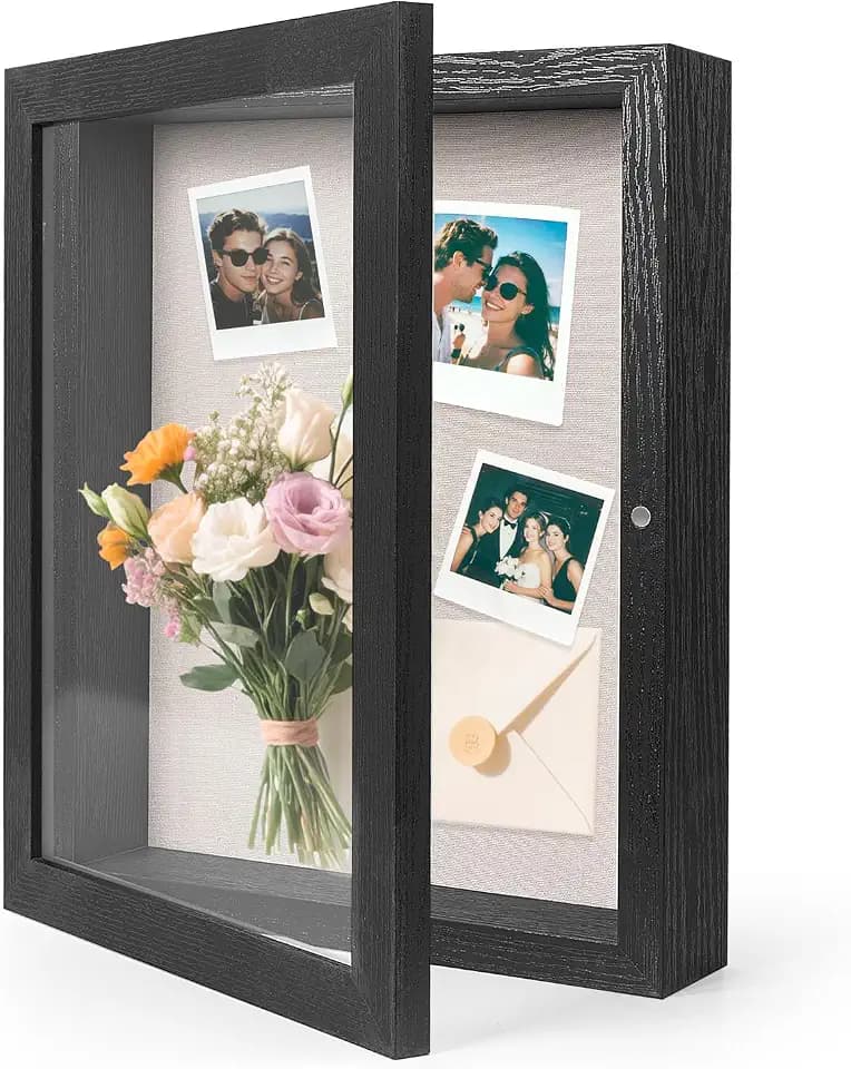HOUSE DAY 11x14 Deep Shadow Box Frame with Linen Back, Pins, Black