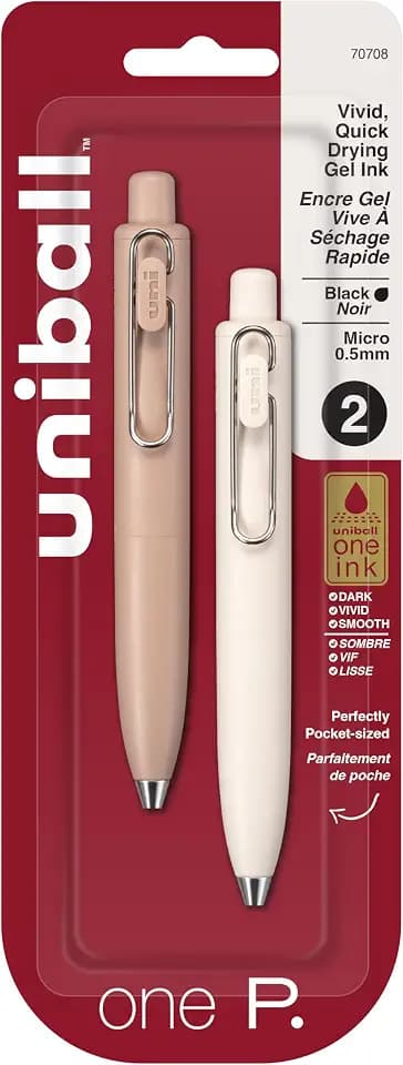 uniball™ one P Retractable Gel Pens, Micro Point (0.5mm), Black, 2 Pack