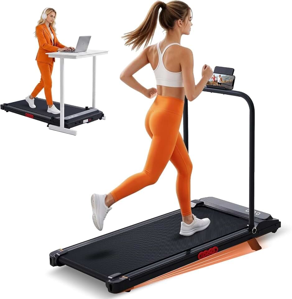 KASSADIN Small Walking Pad Treadmills with Handle Bar Incline for Home