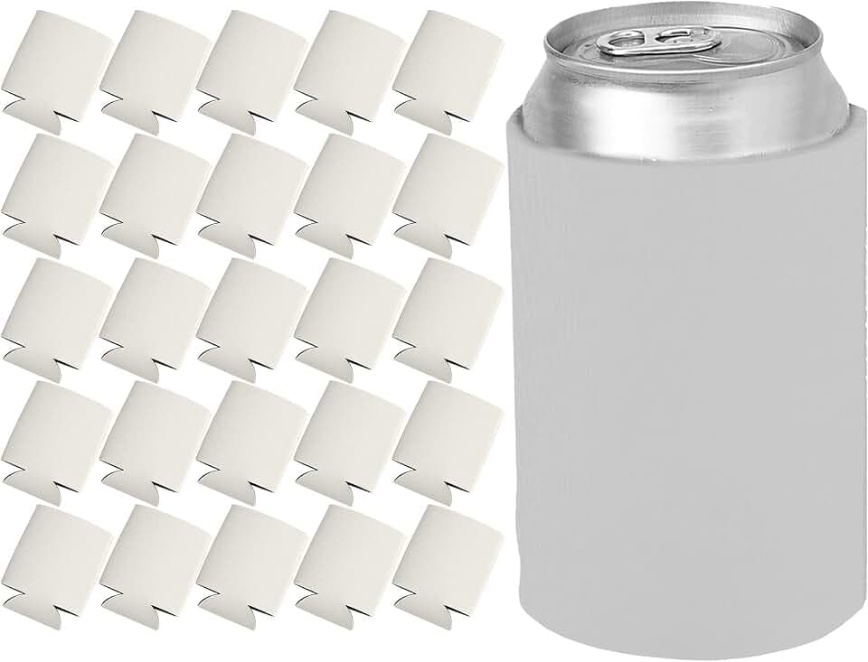 25 Ct of Kan-Tastic Can Cooler & Holder – White – Soft, Flexible Foam Keeps Beer, Soda, Water Cool & Fresh – Great for Custom Designs for DIY Projects, Events, Company Promotions