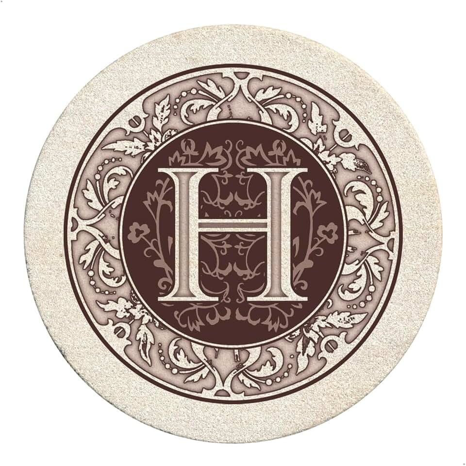 Thirstystone Monogram Round Sandstone Coaster4 Pack (Letter H)