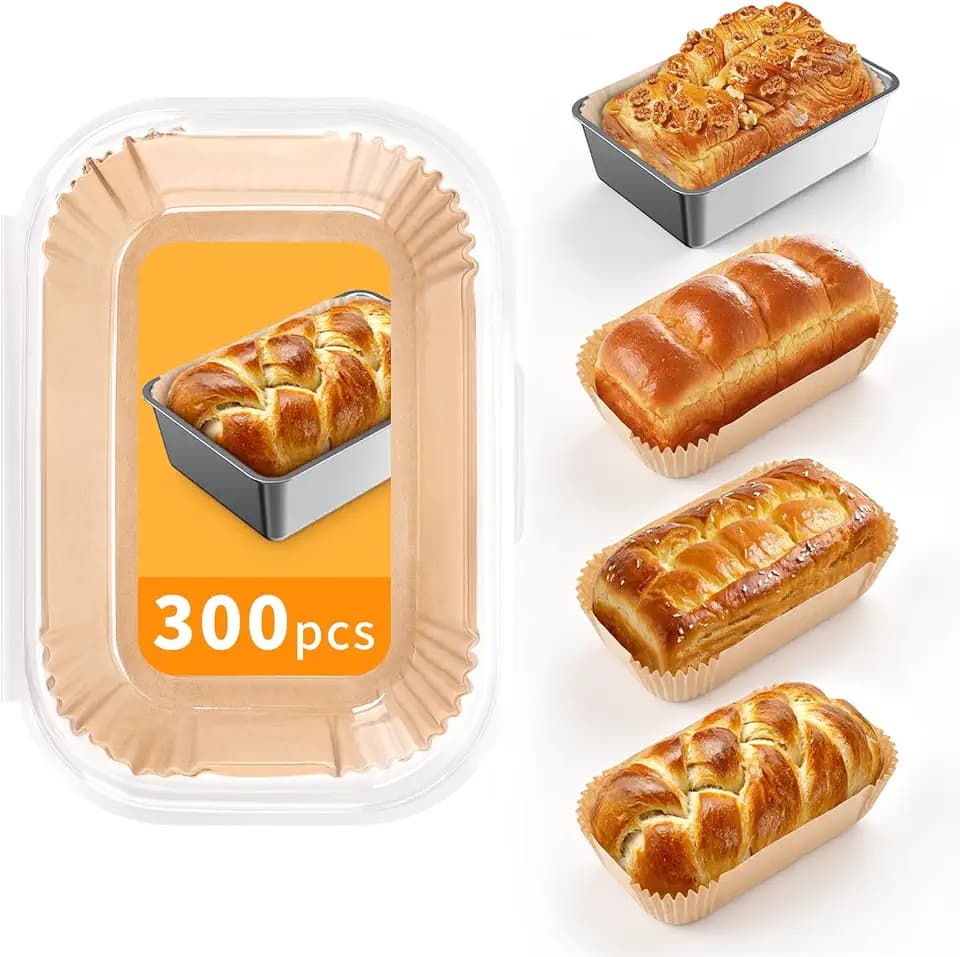 300 Pcs Loaf Pan Liners for Baking Bread 9x5 Inch - Bread Pan Parchment Liners for Bread, Cakes, Banana Bread, Parchment Paper, Air Fryer Liner (Brown)