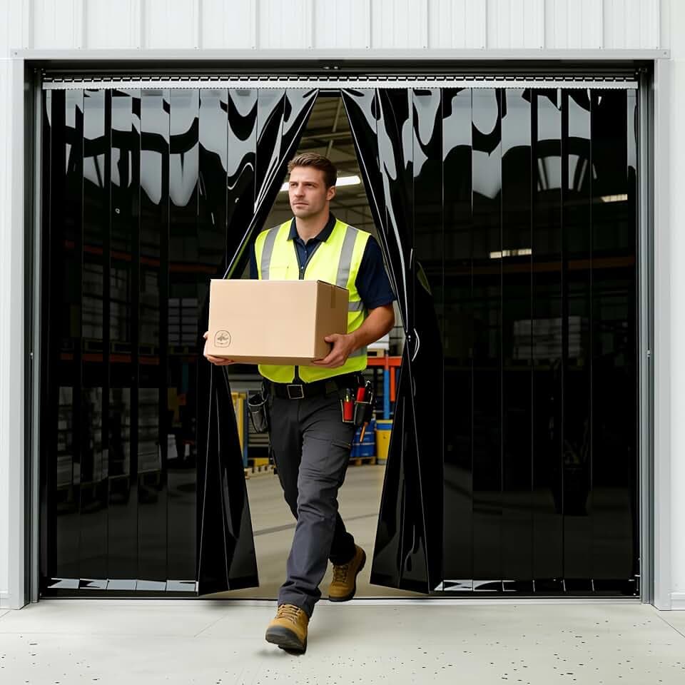 5x8' Black PVC Curtains Strips Kit - 60" Width x 96" Height Opaque PVC Curtains, Heavy Duty, Waterproof, Insulation for Warehouse, Freezer, Garage AP1173