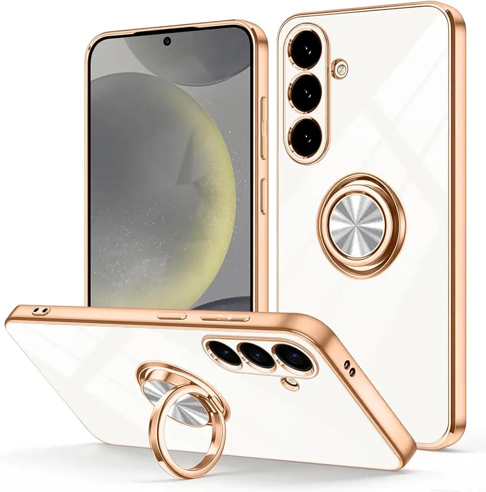 Dinick White for Samsung Galaxy S24+ Case with Ring Holder Kickstand