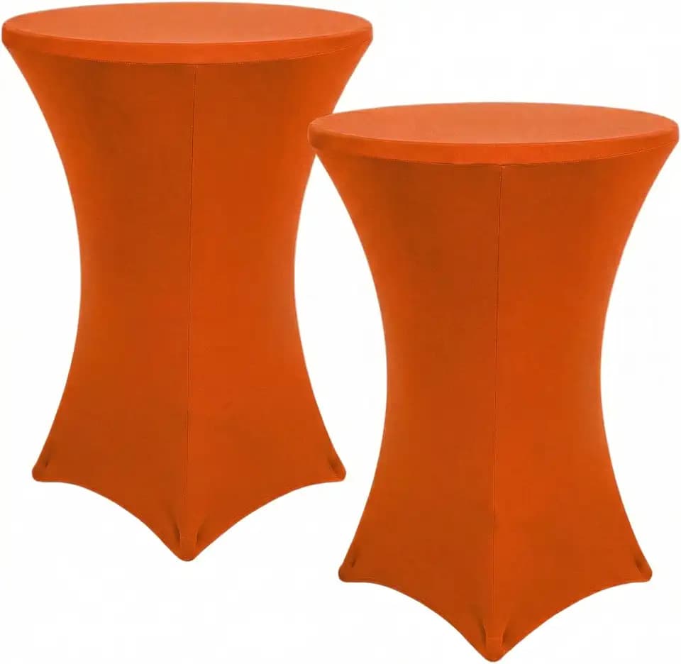 Cocktail Table Covers, 2 Pack 32x43 Inch Round High Top Table Cloth, Orange