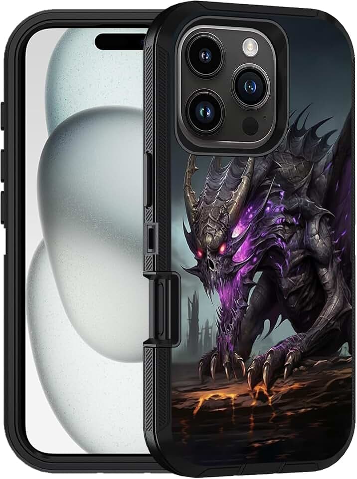 Designed for iPhone 16 Pro Case, Military Grade Heavy Duty 3-Layer Shockproof Drop Full-Body Protective Phone Cover for iPhone 16 Pro (6.3" 2024) - Evil Dragon