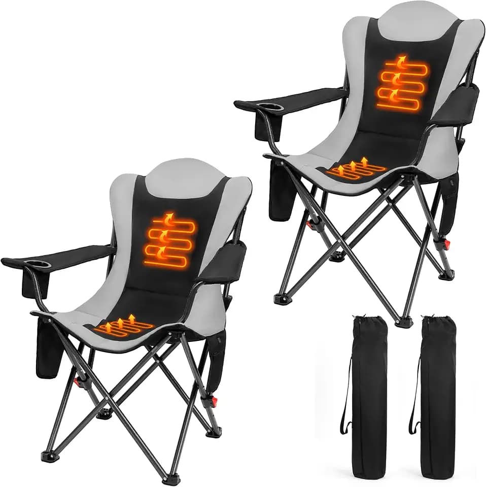 OUTSIDER Heated 3-Position Folding Camping Chairs, 2-Pack