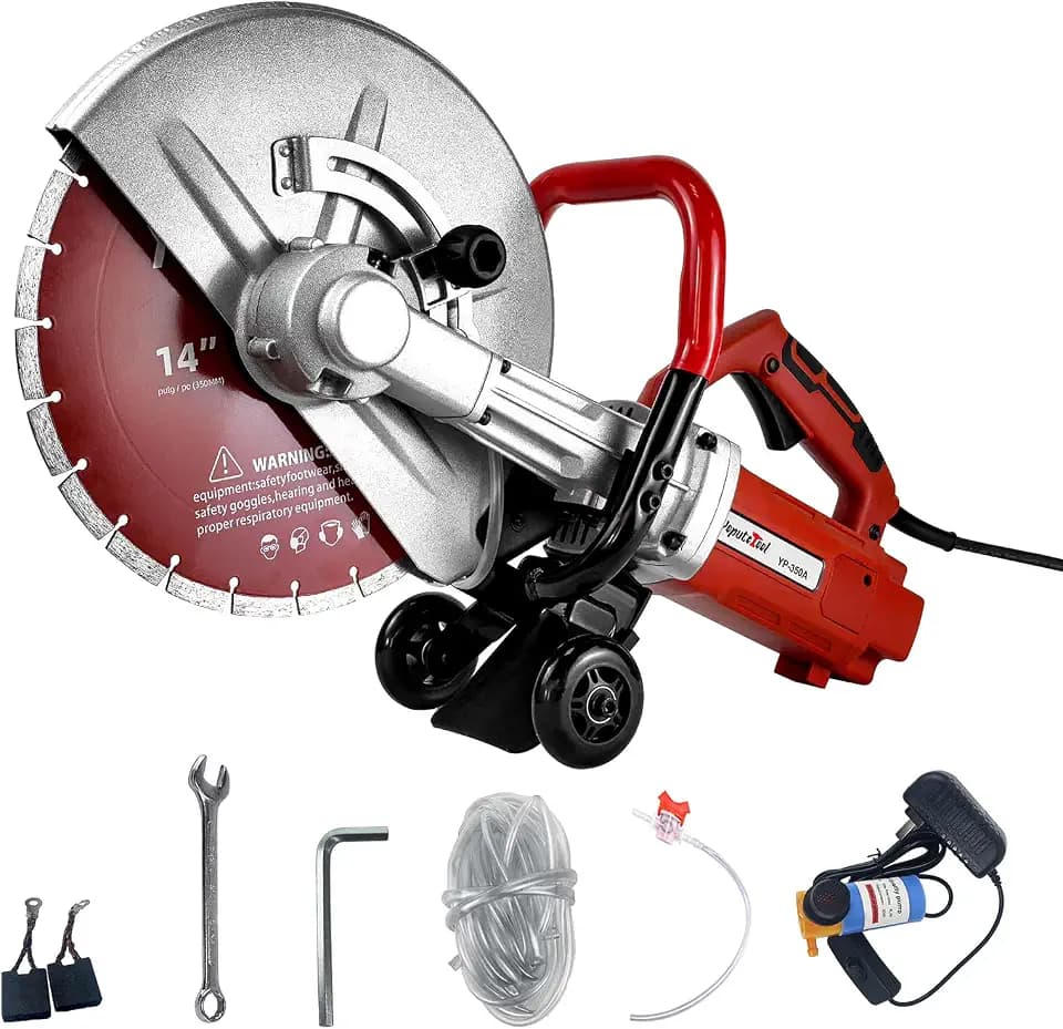 14" 3500W Electric Concrete Saw 4.8" Depth Wet Cut with Pump
