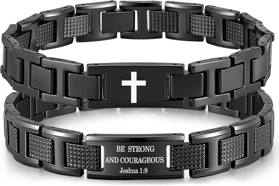 VNOX Stainless Steel Bible Verse Cross Bracelets for Men