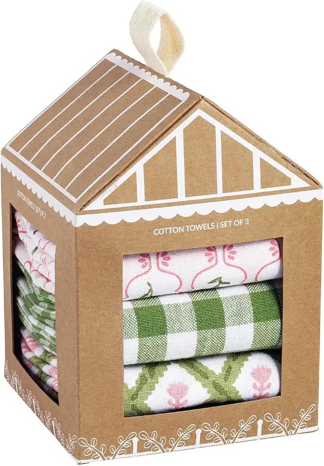 Mud Pie Pink Greenhouse Towel Set