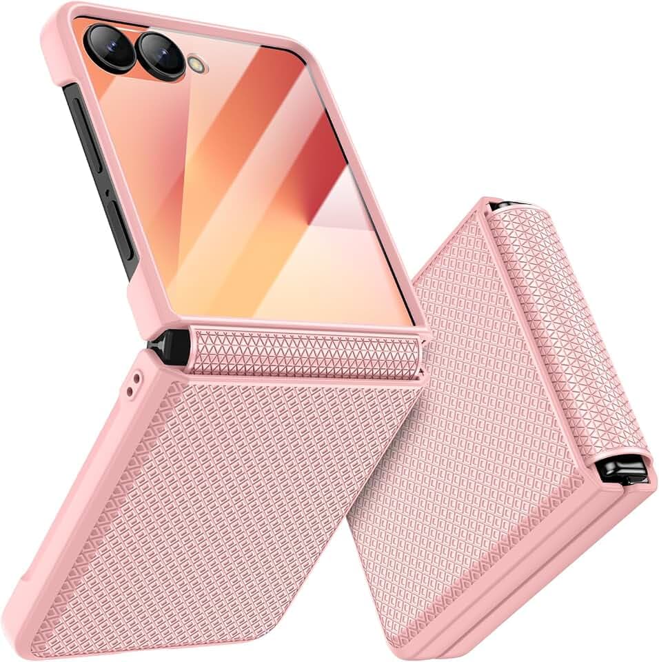 Doeshine für Samsung Galaxy Z Flip 7 Hülle mit Scharnierschutz,Rosa