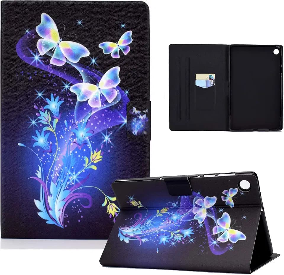 Hülle für Samsung Galaxy Tab A9 Plus/A9+ 11 Zoll 2023 (SM-X210/X215/X216) PU Leder Schutzhülle mit Standfunktion Kartenschlitz Flip Tablet Hülle für Galaxy Tab A9 Plus/A9+ -Butterfly