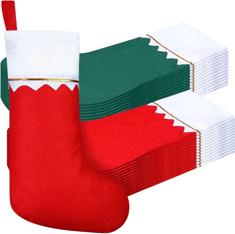 Zubebe 24 Pcs Felt Christmas Stockings Bulk, 15 Inch,Red, Green