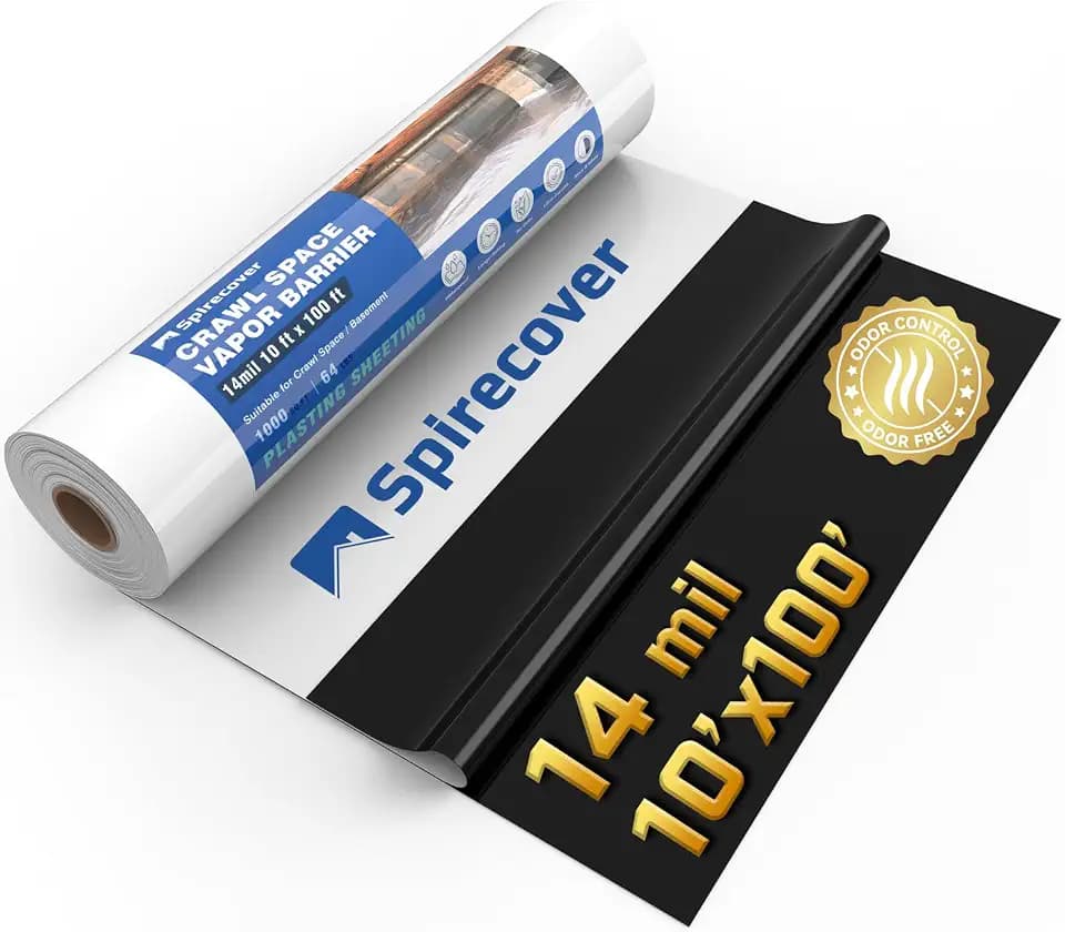 Crawl Space Vapor Barrier, 14 Mil 10x100' Black/White Panda Film