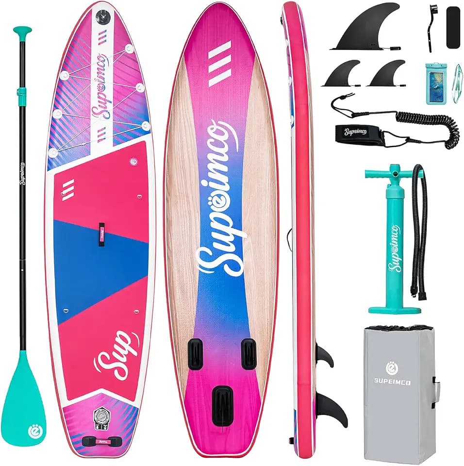 Inflatable Stand Up Paddle Board - Upgraded Glue-Free Hot Melt Technology, Long Service Life, 10'6", Anti-Slip EVA Deck, Full SUP Accessories, Included for Adults Youth All Skill Levels