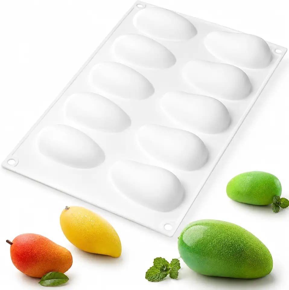 OCPO Kitchen Mango Silicone Mold for Baking Mousse Cake, 10 Cavities