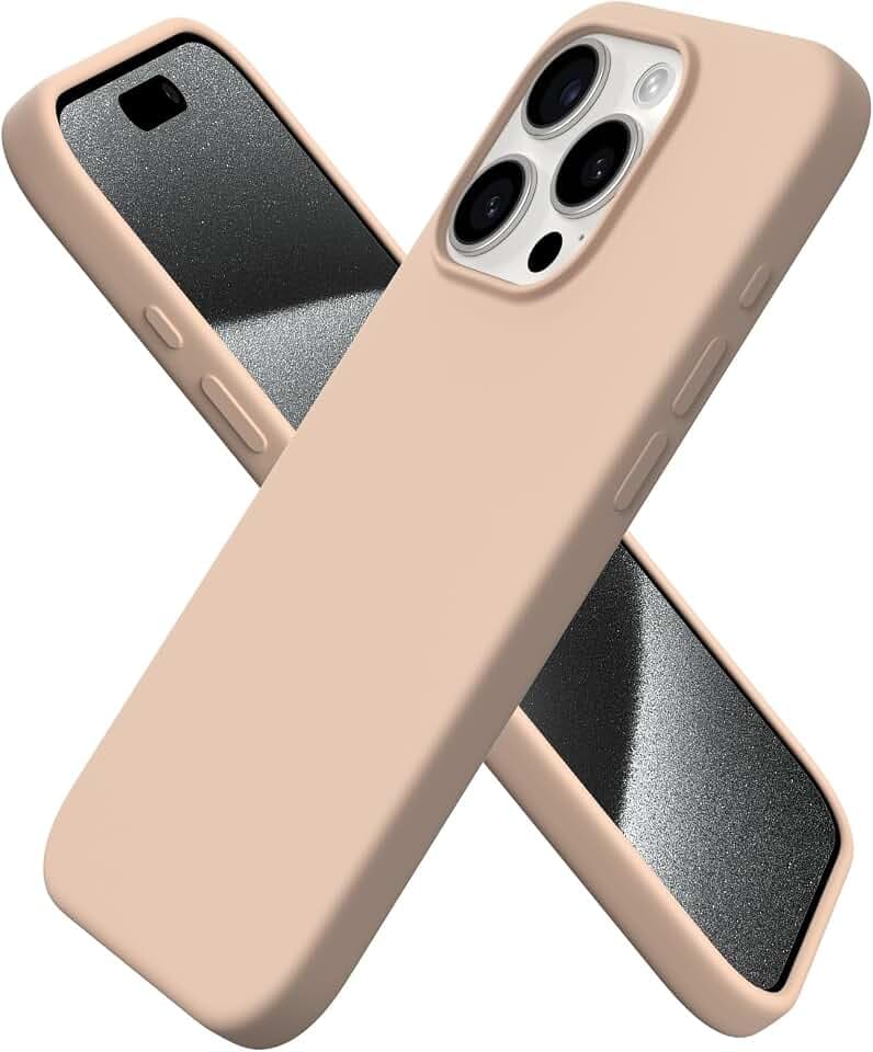 ORNARTO Compatible with iPhone 15 Pro Case 6.1", Liquid Silicone 3 Layers Full Covered Soft Gel Rubber Cover, Shockproof Protective Slim Phone Case with Anti-Scratch Microfiber Lining-Nude Taupe