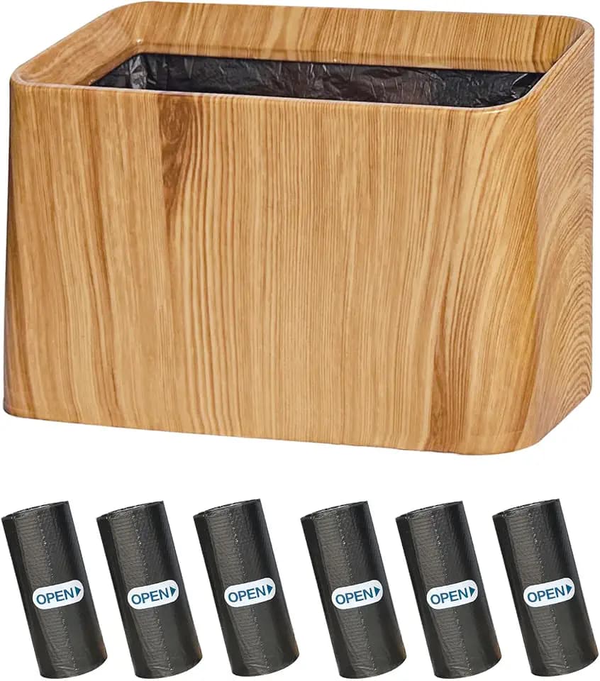 Mini Trash Can for Desk(0.5Gal/2L),Tiny Countertop Trash Can (with 90 Bags),Small Office Desktop Garbage Cans,Tabletop Waste Basket with Open Top,Mini Trash Bin for Bedroom,Vanity,Car