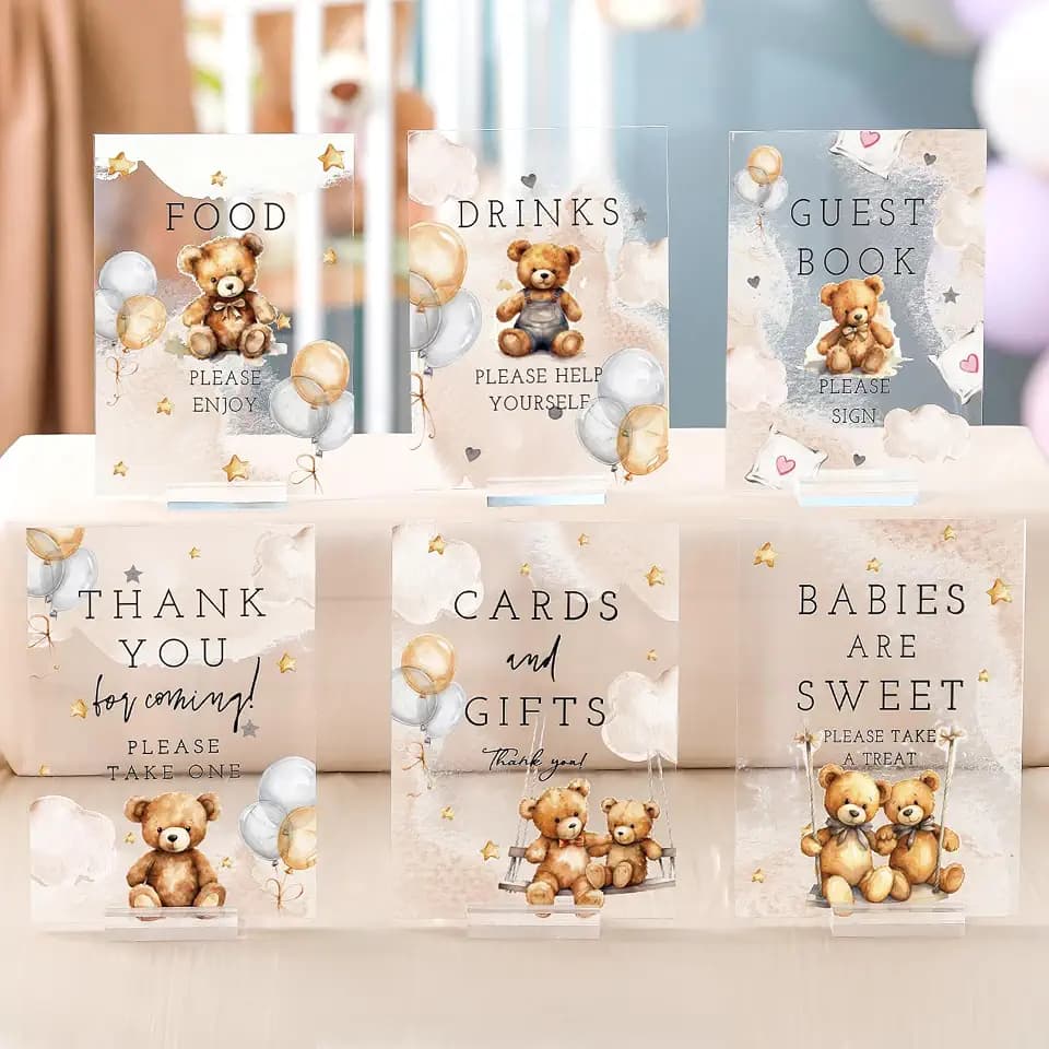 Vercraft 6 Pcs We Can Bearly Wait Baby Shower Table Decorations