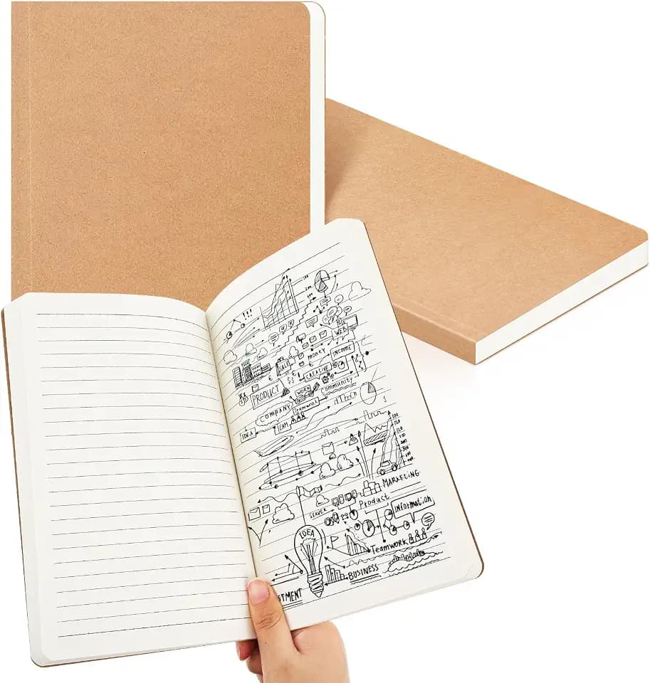 Zhanmai 2 Pack A5 Journal Refill 5.5 x 8.2'' Refillable Notebook Inserts A5 Paper Refill Kraft Travelers Journal Notebooks for Office School Writing Supplies, 100 Sheets/200 Pages (Ruled)