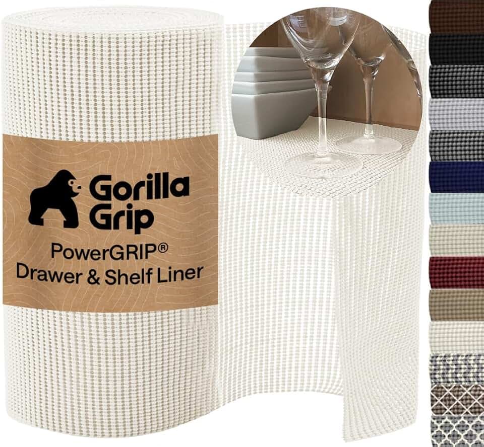 GORILLA GRIP powerGRIP Drawer Shelf and Cabinet Liner, 17.5"x30', White