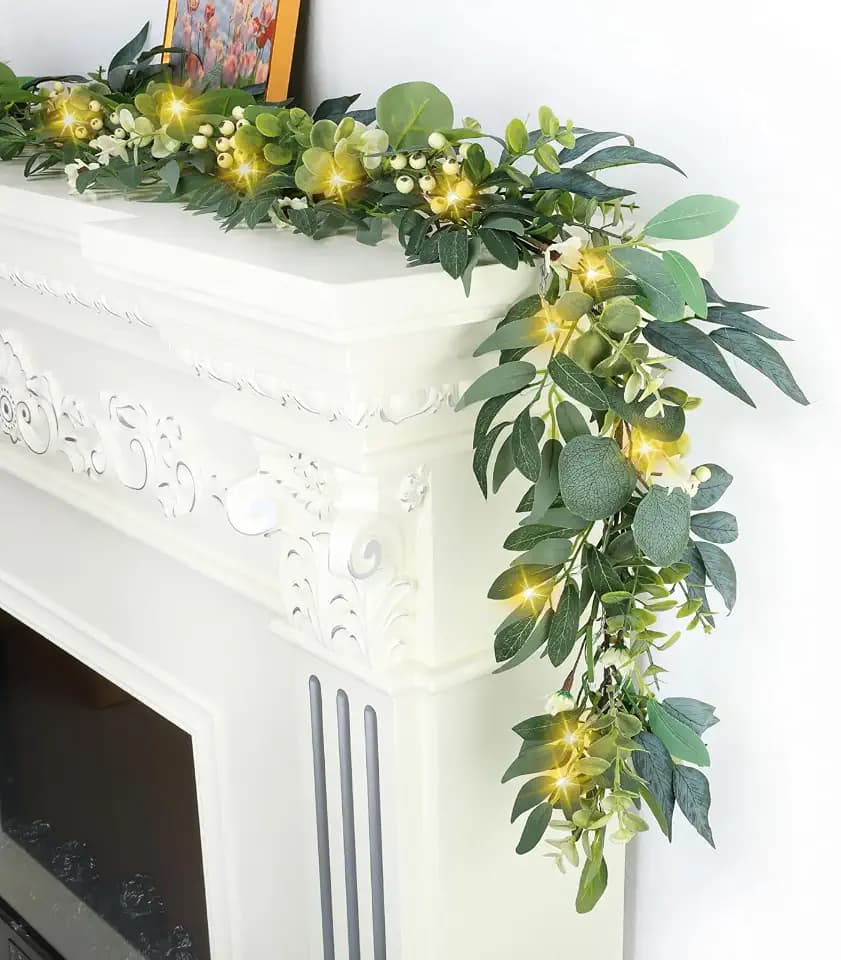 Artgar Eucalyptus Garland with Lights - 6 Ft Greenery Garland Spring/Summer