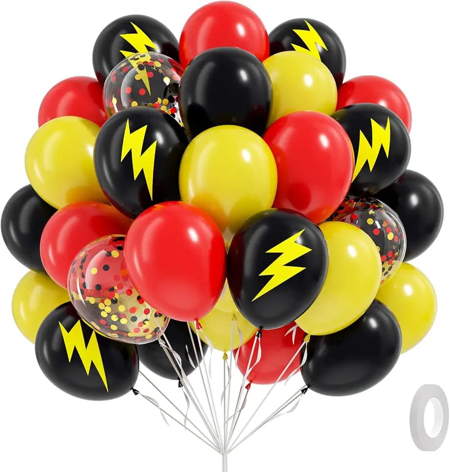 60pcs Black and Yellow Balloons 12inch with Black Red Yellow Balloons