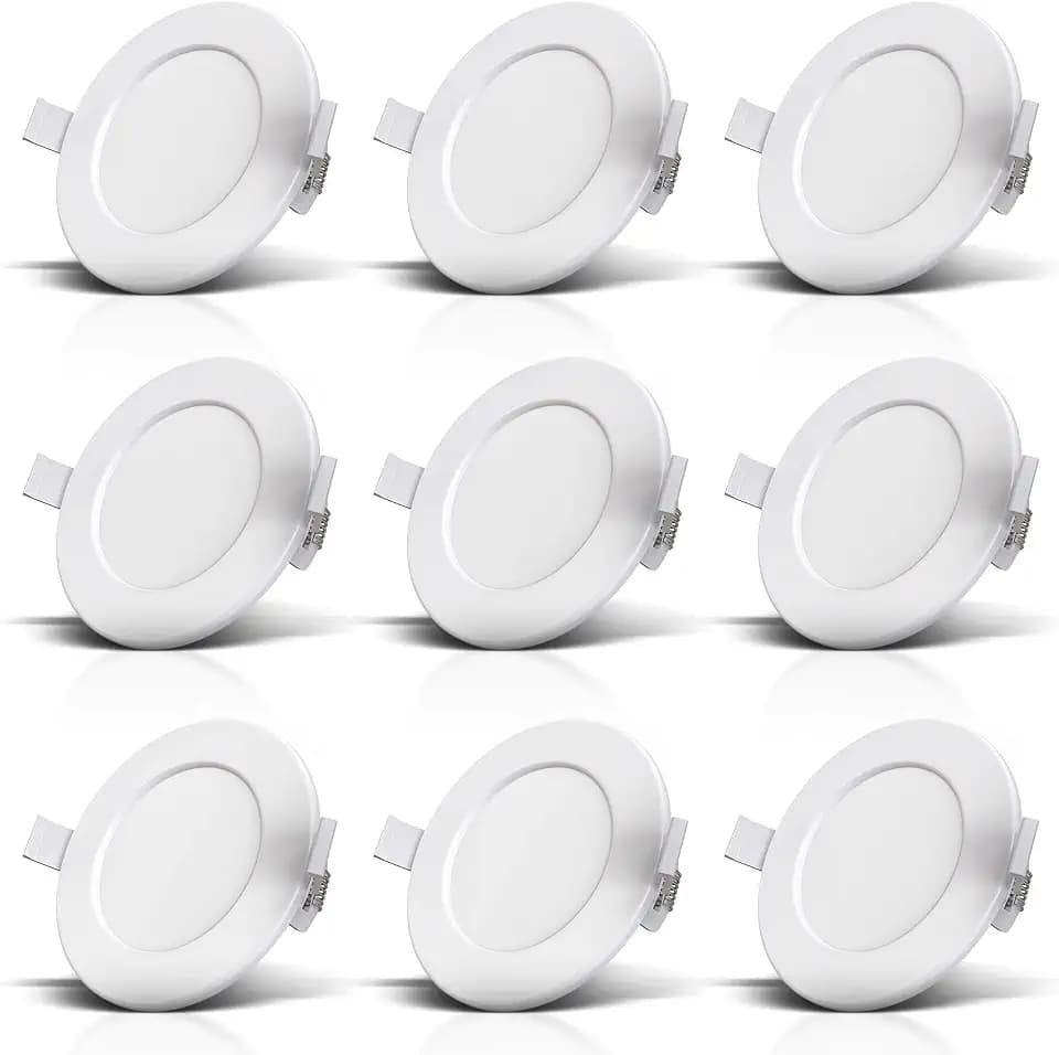 B.K.Licht - LED Einbaustrahler 9er Set in weiß - spritzwassergeschützte LED Spots - Bad geeignet - Ø115x30mm