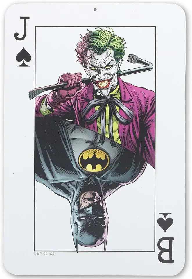 Open Road Brands DC Comics Batman and Joker Dual Playing Card Metal Sign