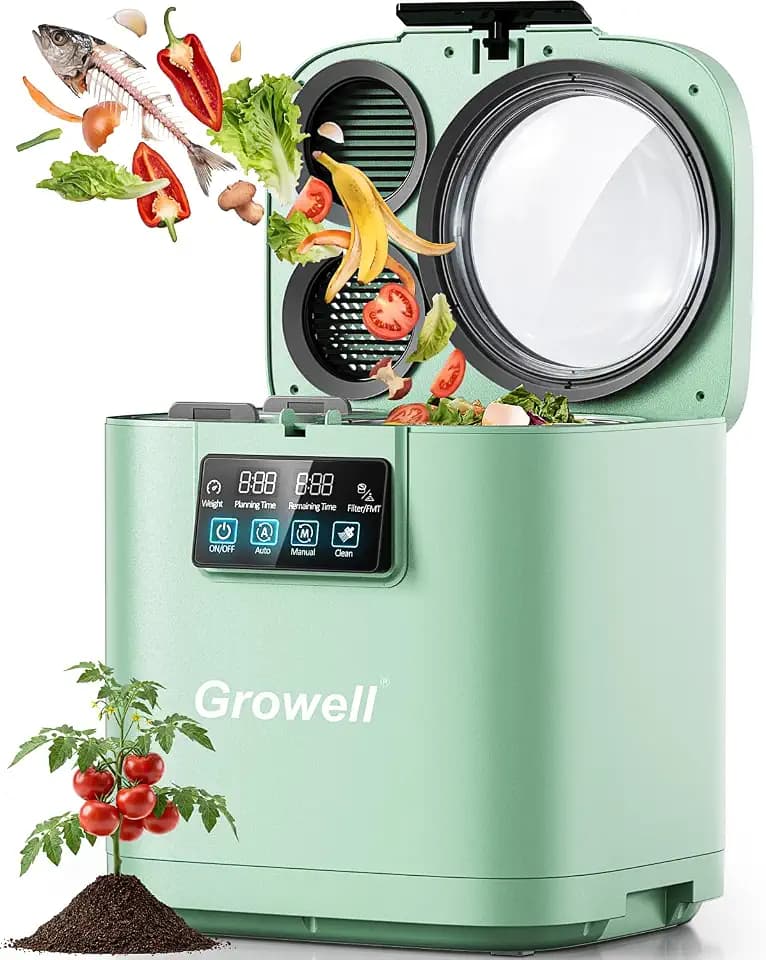 Growell 4L Electric Composter for Kitchen, Brushless Motor, Green