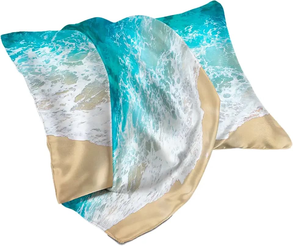 Satin Pillowcase for Hair and Skin,Softer Than Mulberry Silk Pillow Case 1 Pack, Satin Pillowcase with Zipper, Cooling Pillow Case Standard Size, Ocean